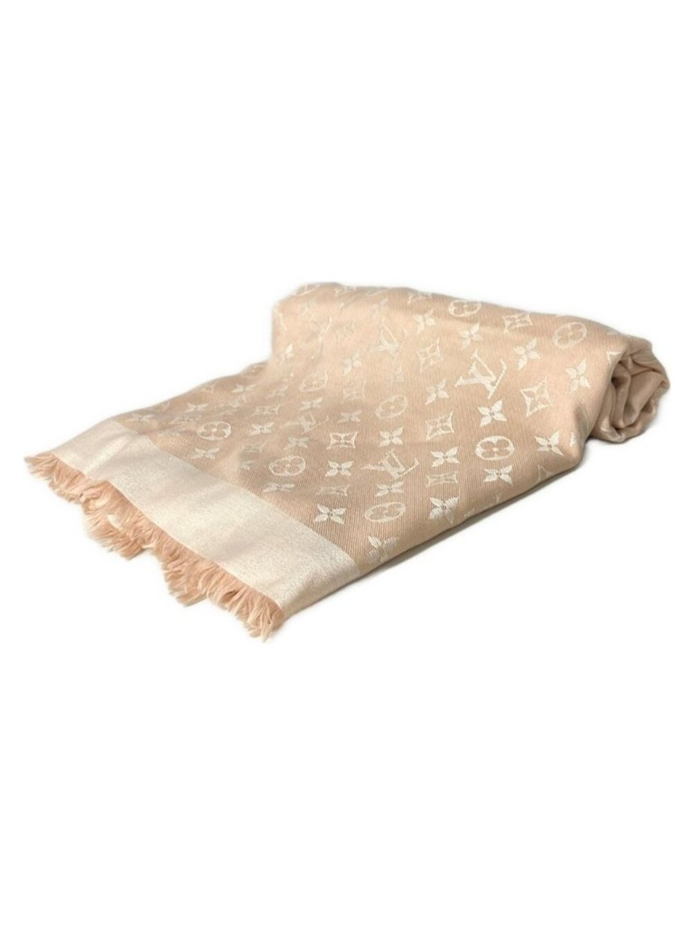 Louis Vuitton Shawl Monogram Denim Rose Wool Scarf